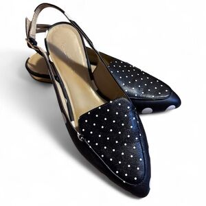 Talbots womans Poppy black and white polka dot slingback dress shoe Size 8